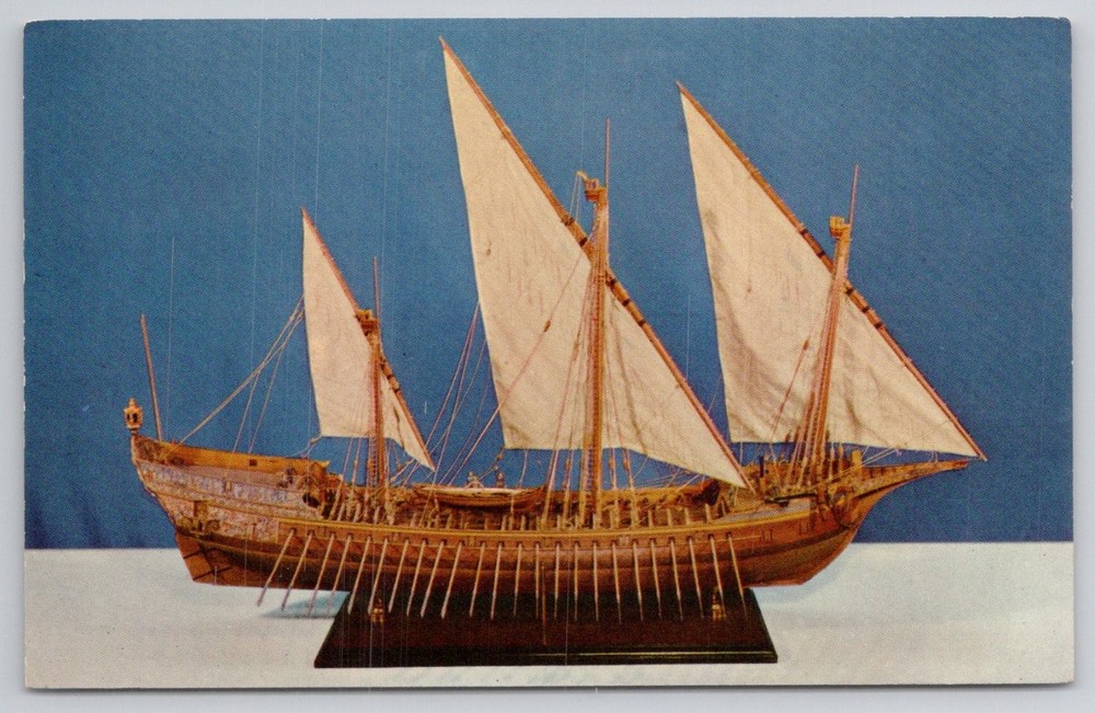 Mariners Museum Newport News VA Venetian Galleass Model Mirro-Krome Postcard