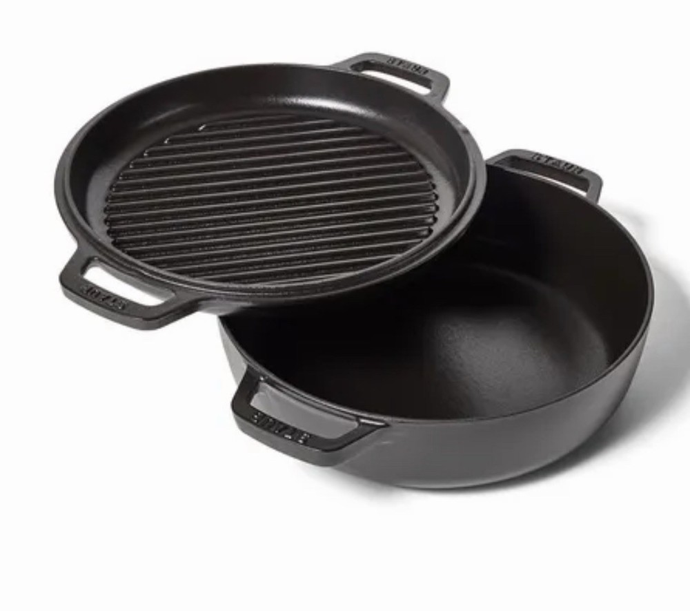Staub Cast Iron Braiser And Grill,  10in, 3.5qt, Black
