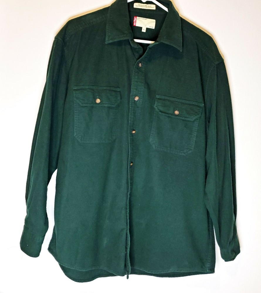 Levi's Flannel Button Up Shirt Men Large Green Long Sleeve Hunting Fishing