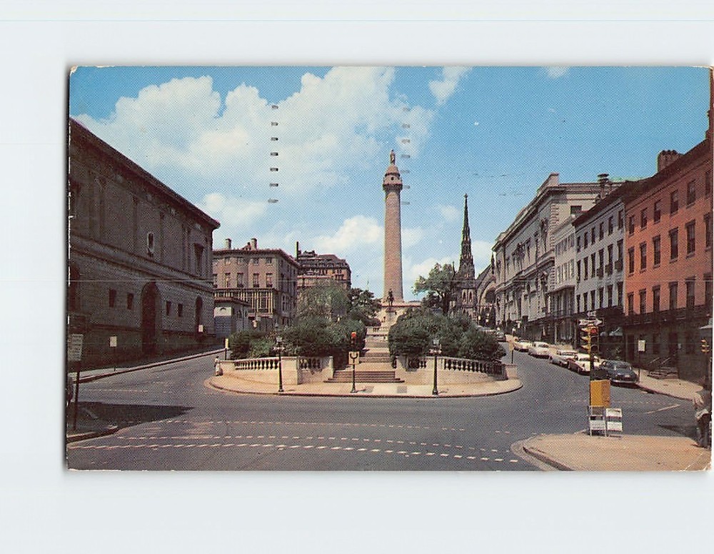 Postcard Washington Monument And Mt. Vernon Place Baltimore Maryland USA