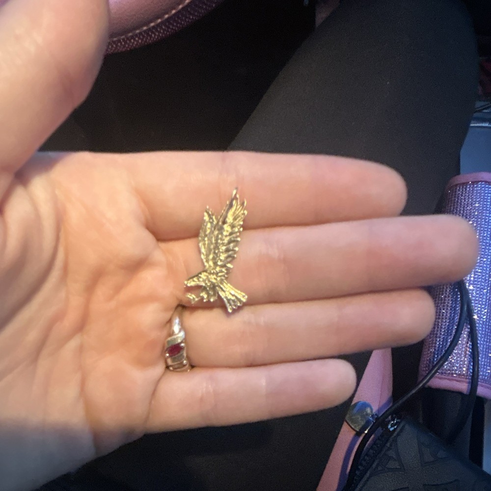 14k Gold giant Eagle Bird necklace charm pendant