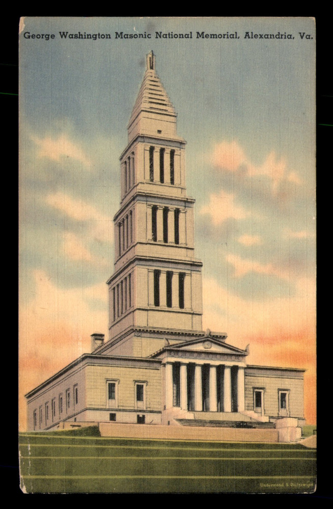 George Washington Masonic National Memorial Alexandria VA Unp Linen Postcard