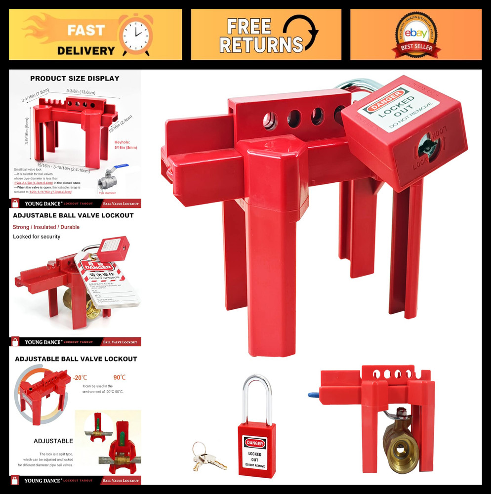 Adjustable Ball Valve Lockout Device for 1/2