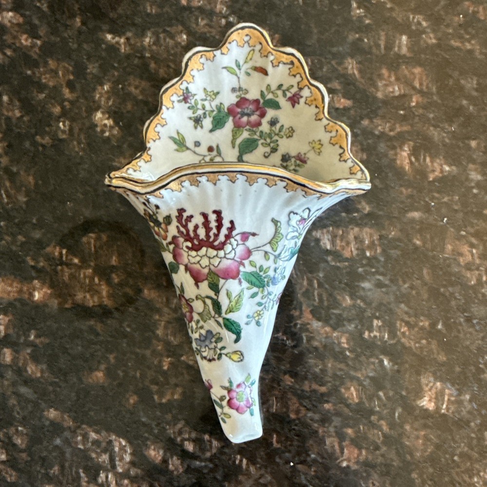 Porcelain Floral Wall Pocket 7”