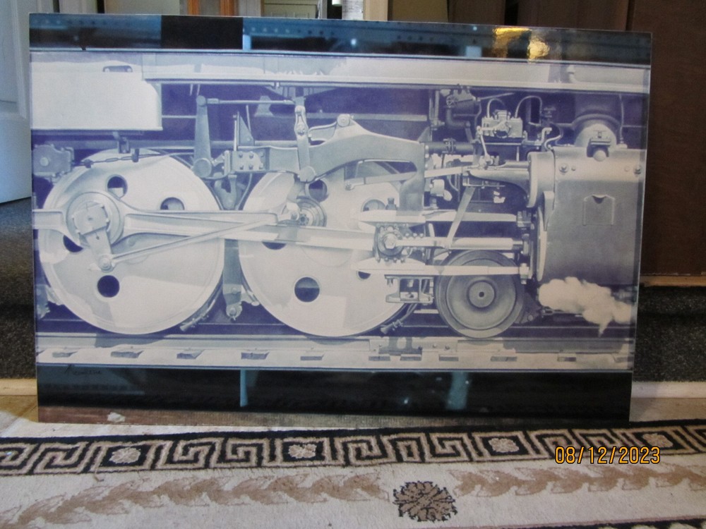 VINTAGE PHOTO POSTER ON FOAM BOARD RAILROAD STEAM ENGINE WHEEL SET