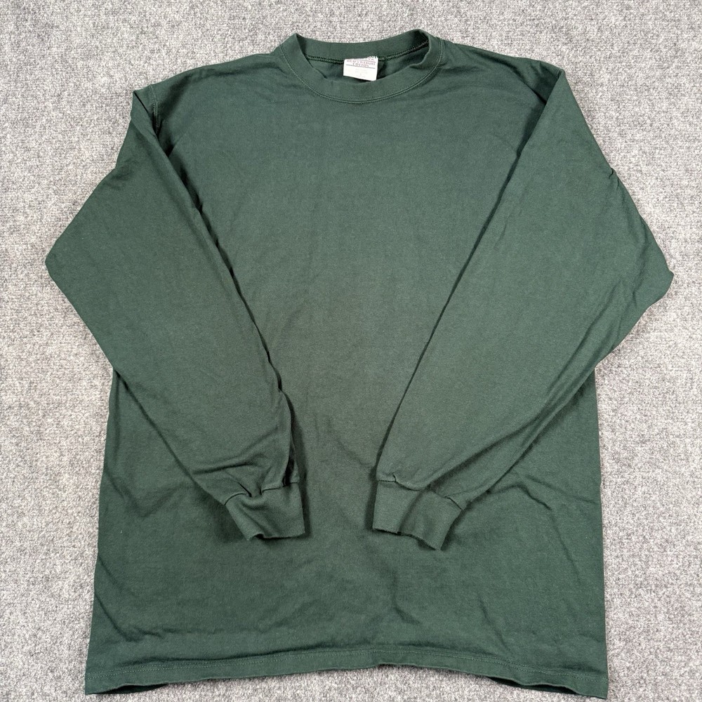 Vintage 90s Pluma Blank Long Sleeve T Shirt Mens L Heavyweight Cotton USA Green