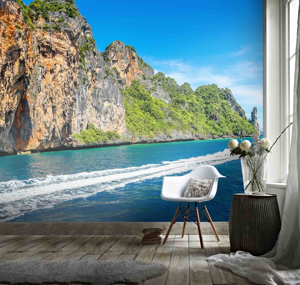 3D Mountains Sea Landscape Wall Murals Wallpaper Murals Wall Sticker