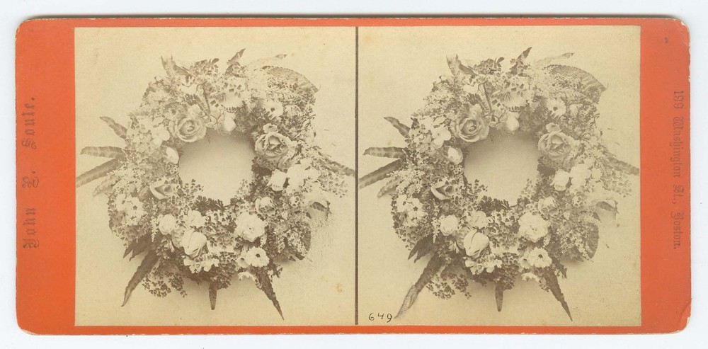G5025~ Flowers & Roses Wreath Still Life 1870s Stereoview – J. P. Soule
