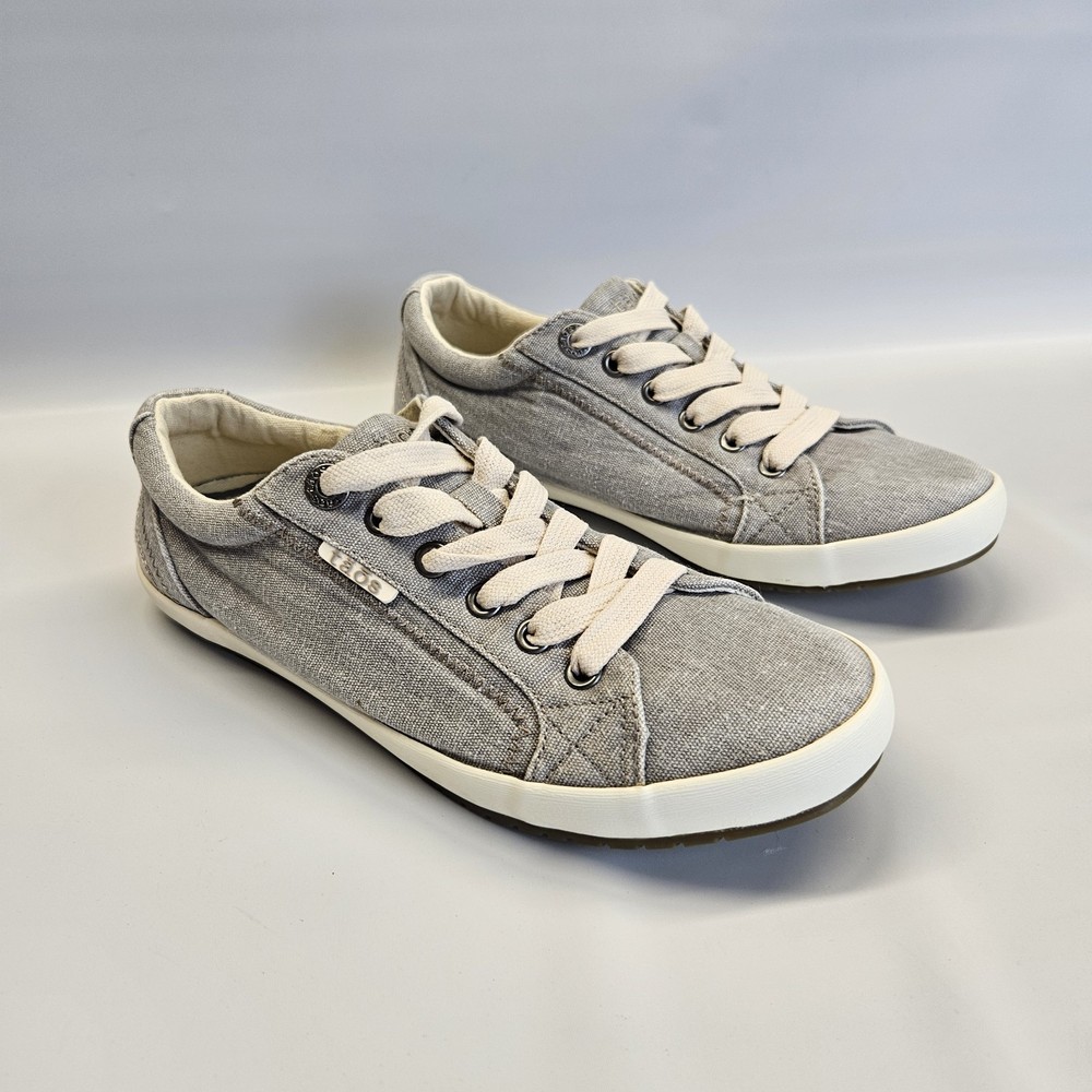 Taos Sneakers Womens Star Size 7.5 Shoes Lace Up Gray Canvas Arch Support
