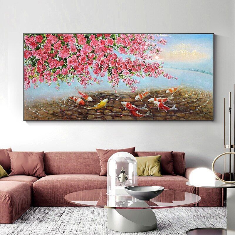 Abstract Flower and Fish Canvas Painting Poster Canvas Wall Art Print Wall Decor
