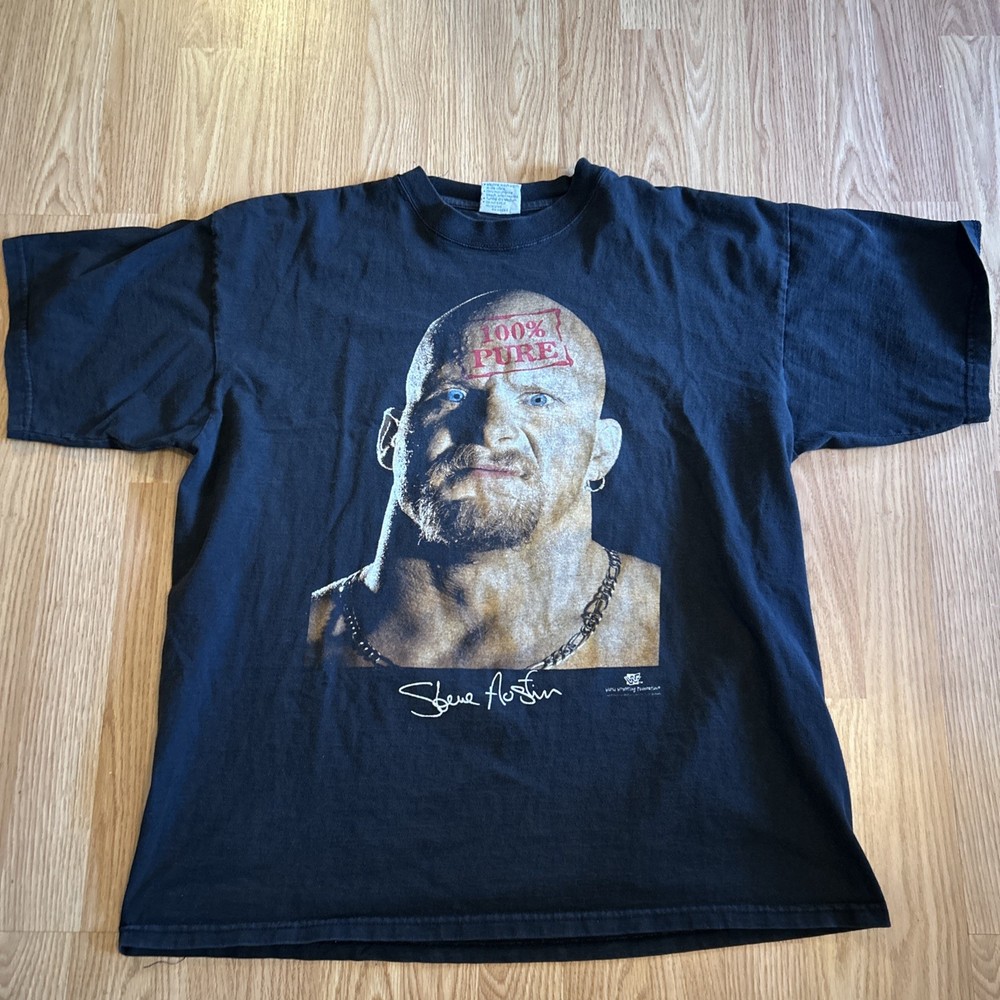 Vintage WWF Steve Austin Men’s Size XL Stone Cold 100% Pure Tee Shirt Black 1998