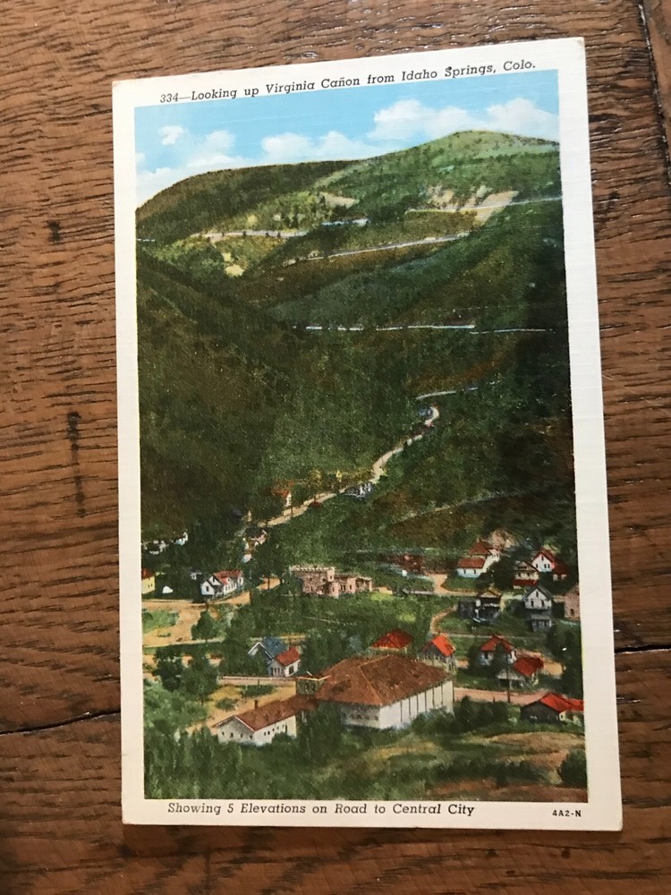 Looking up Virginia Canon from Idaho Springs Colorado Postcard