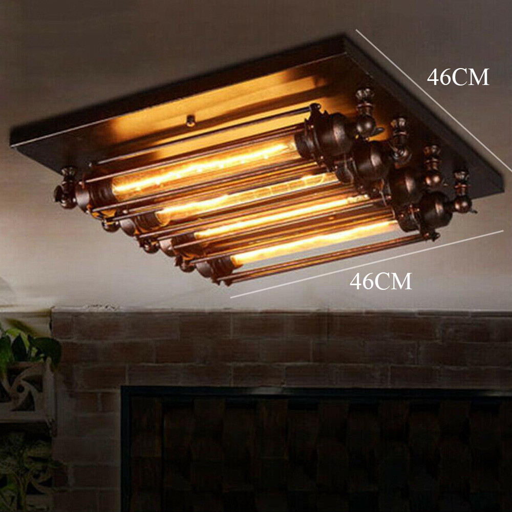 Rustic Industrial 4-Light Chandelier Pendant Lamp for Restaurant Bar Ceiling