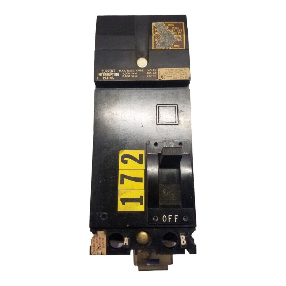 Square D FA24040AB I-Line Circuit Breaker 40A 2P 480V FA 2 pole 40 Amp Used