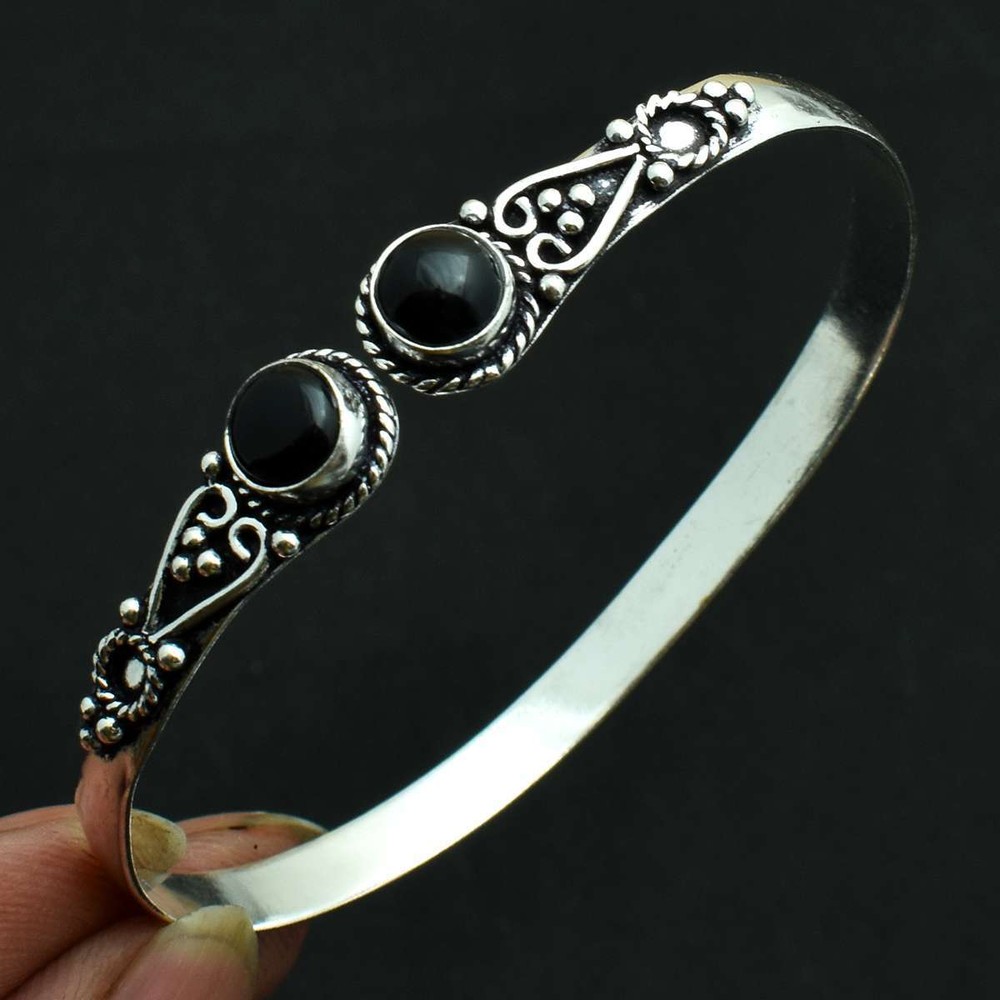 Black Onyx Gemstone Ethnic Handmade Bangle Jewelry 10 Gms AB 52179