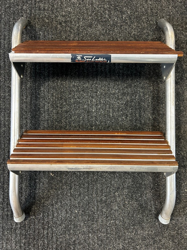 Marquipt 2 Step Cockpit Steps Sea Ladder Chris Craft Century Aluminum Teak