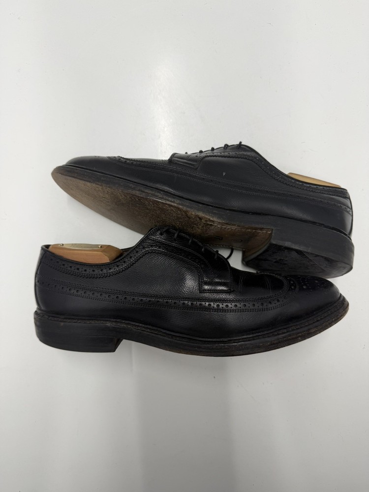 Allen Edmonds Mens 8.5D MacNeil Black Shell Cordovan Wingtip Brogue Oxford Dress