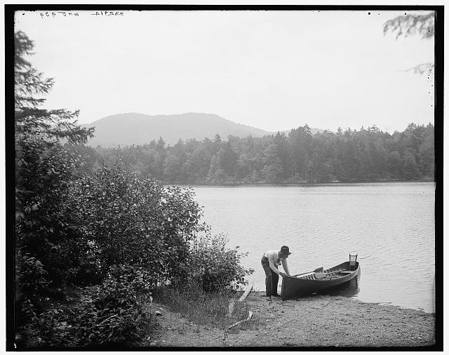 Saint Regis Mountains,canoes,Spectacle Lake,Ponds,Adirondacks,New York,NY,1900