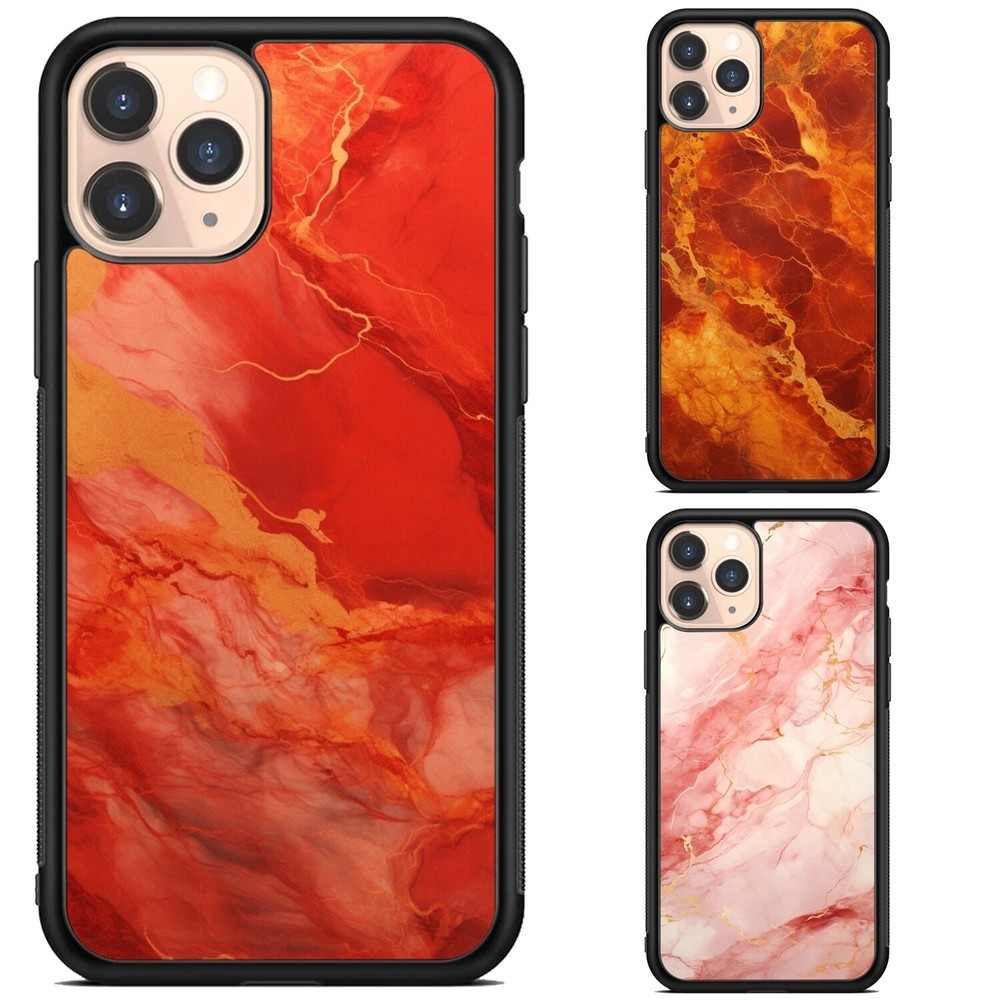 Slim Marble Red Gold Fitted Case for iPhone Samsung Motorola