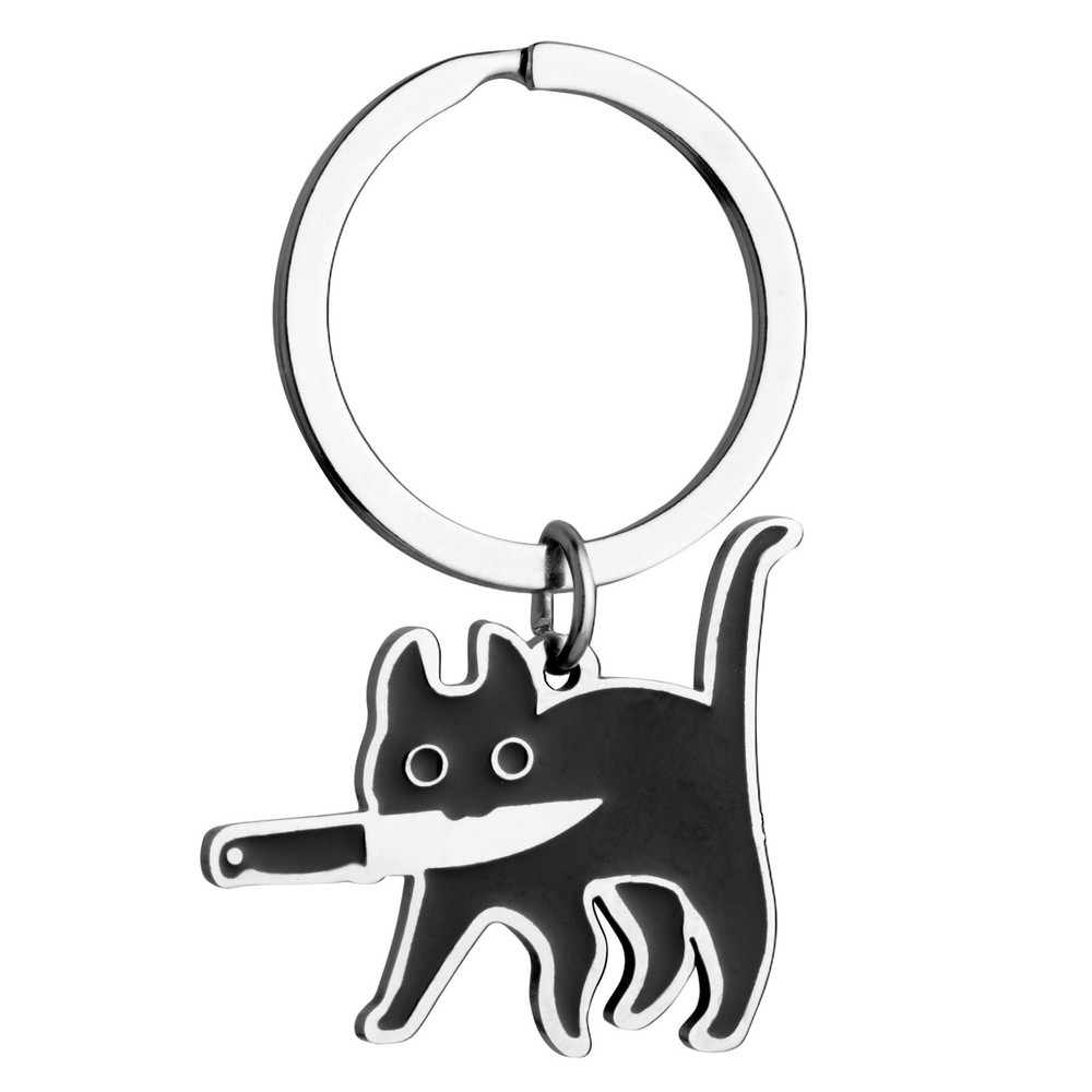 Cat Lover Gifts For Women Men Black Cat Stuff Keychain For Cat Dad Mom Cool S...