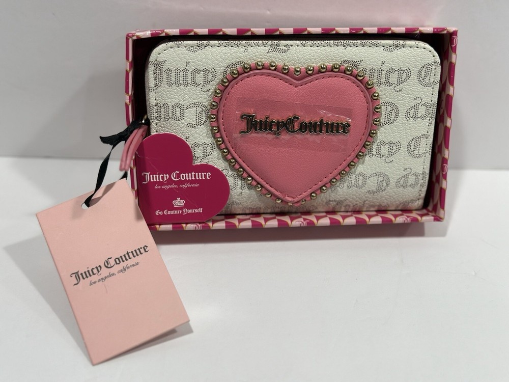 Juicy Couture Love Never Dies Bifold Wallet Multi Compartment Pecan White