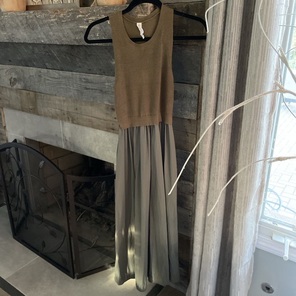 Daily Practice Anthropologie Placid Twofer Sweater Dress Small Green Knit Midi