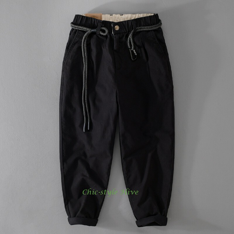 Men's Trousers Japanese Trendy Loose Cotton Casual Cargo Pants Workwear Bottoms