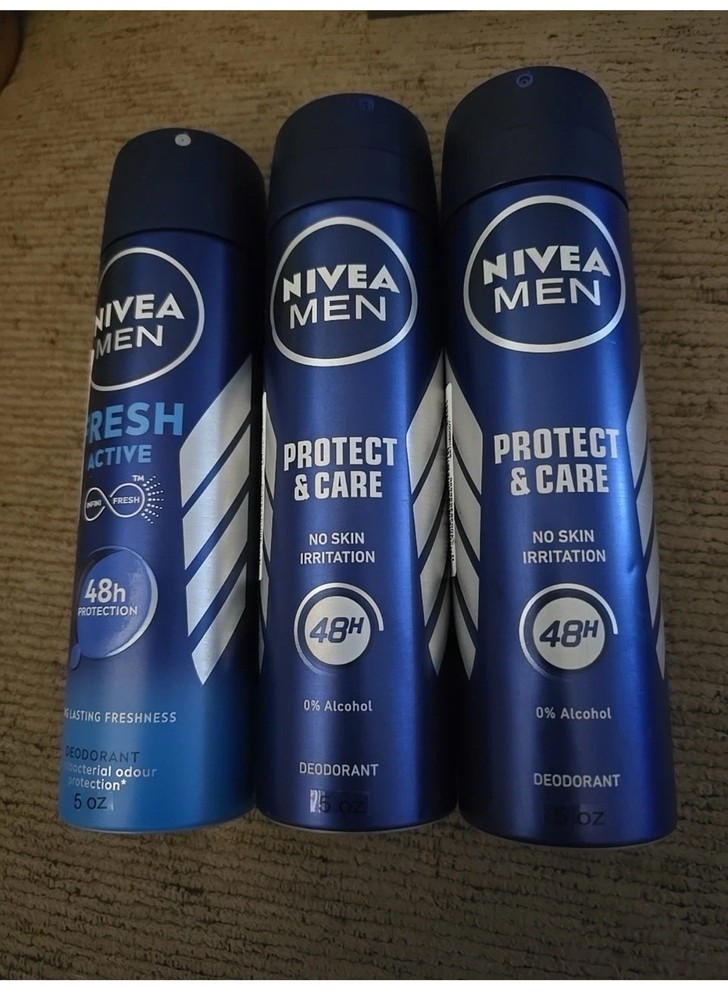 3 Nivea Men Fresh Active/Protect & Care 48 Hr Deodorant Spray, 5oz