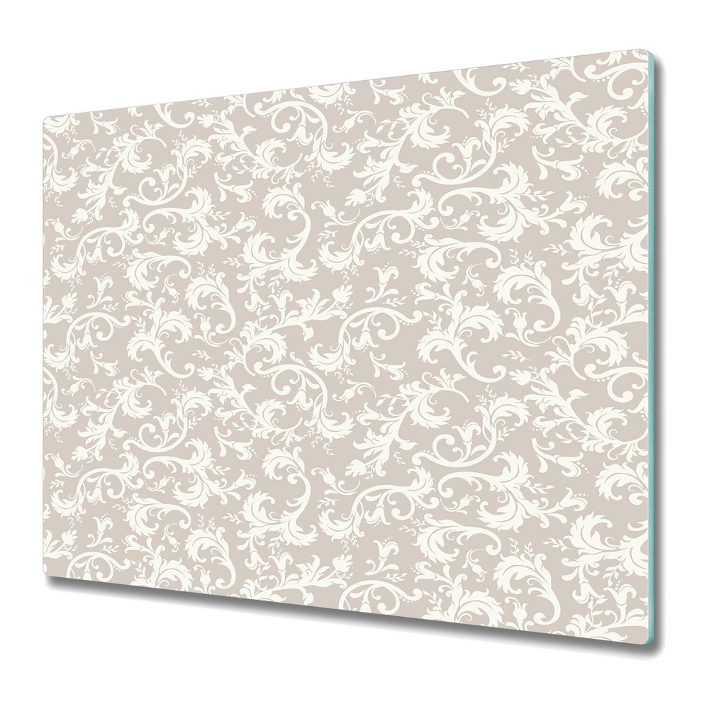 Glass Chopping Cutting Board Damask white and grey 60x52