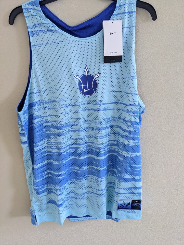 Nike Uptempo Mens Retro Mesh Basketball Reversible Practice Jersey Blue M