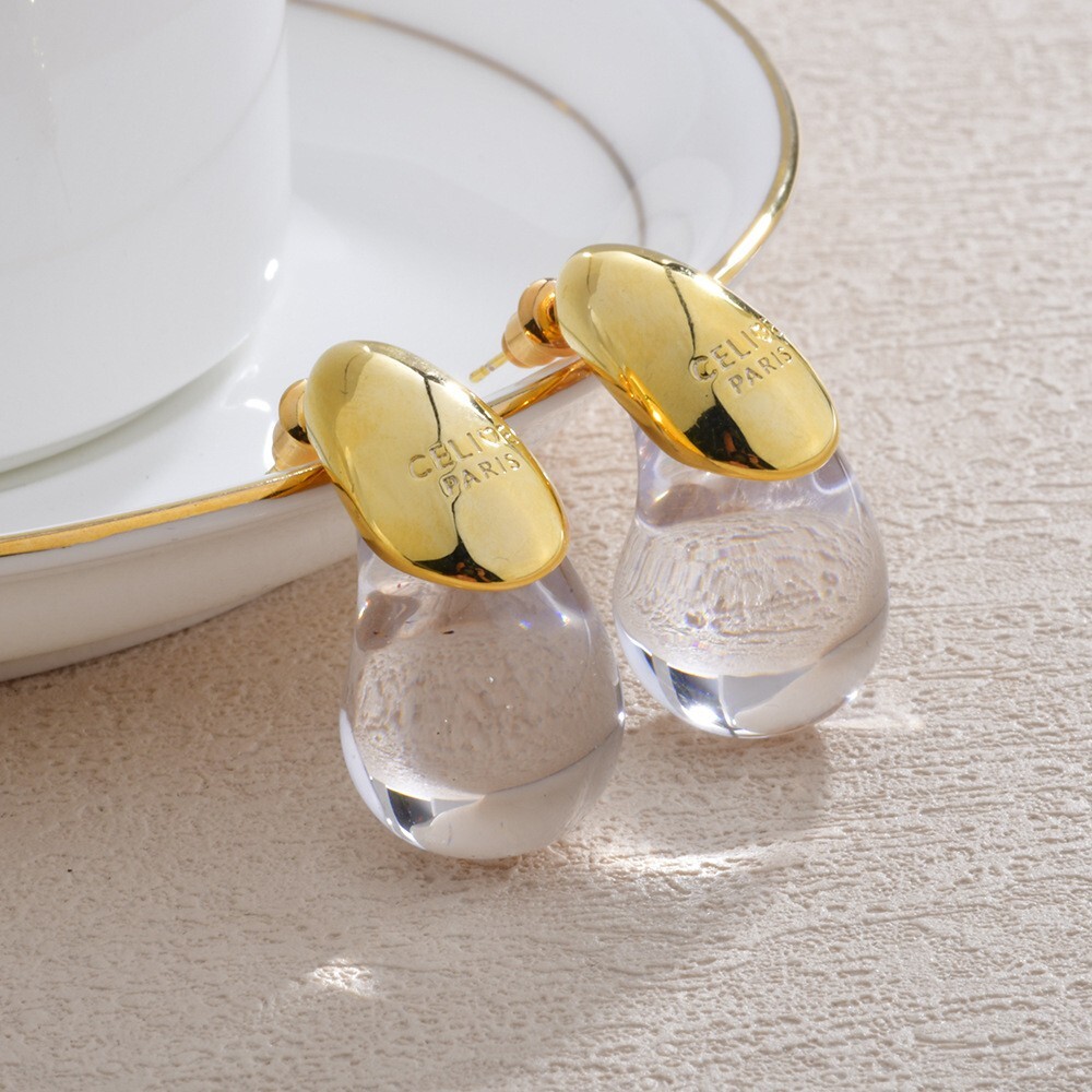 Transparent Resin Water Droplet Earrings – Simple & Versatile European and Ameri