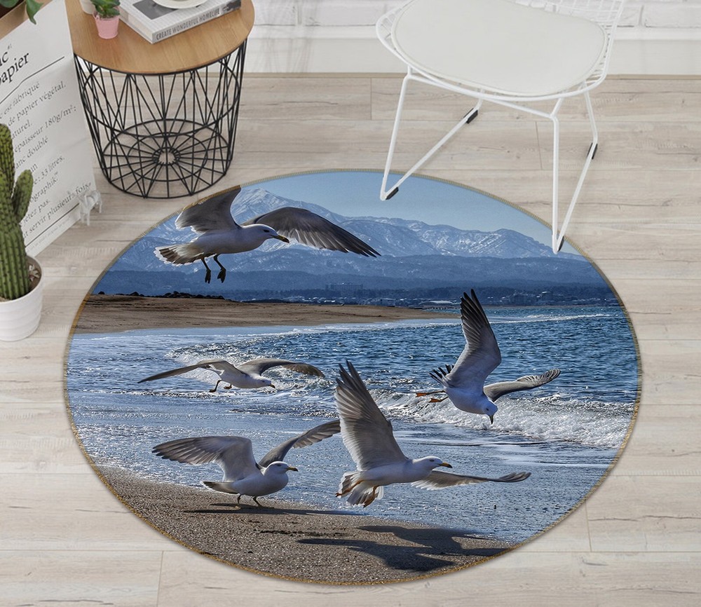 3D Beach Seabirds Non-Slip Rug Mat Elegant Photo Carpet Romy AHO186881