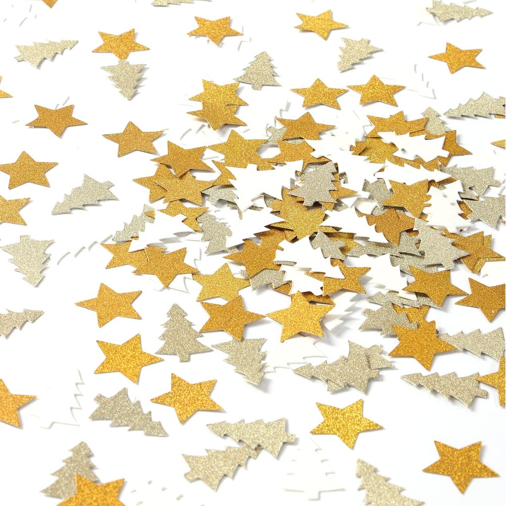 White-Gold Party-Decorations Christmas-Tree Star Confetti - 300pcs Dining Table