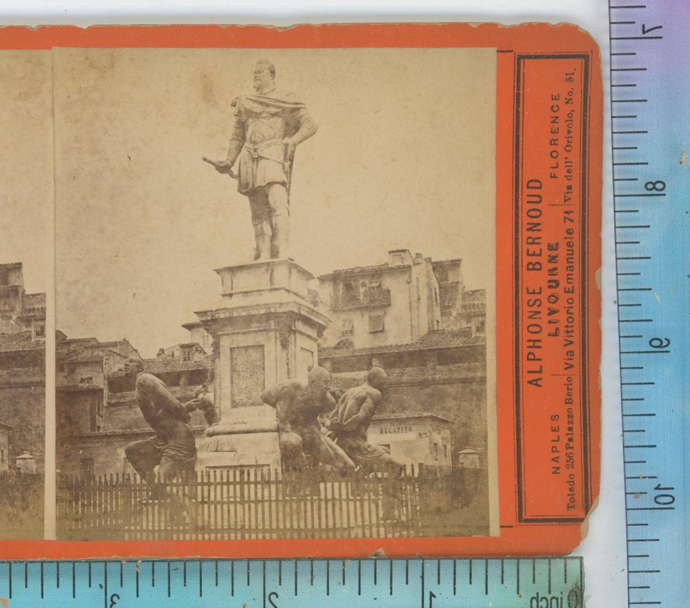 Monumento dei Quattro Mori Livorno Italy Alphonse Bernoud Stereoview