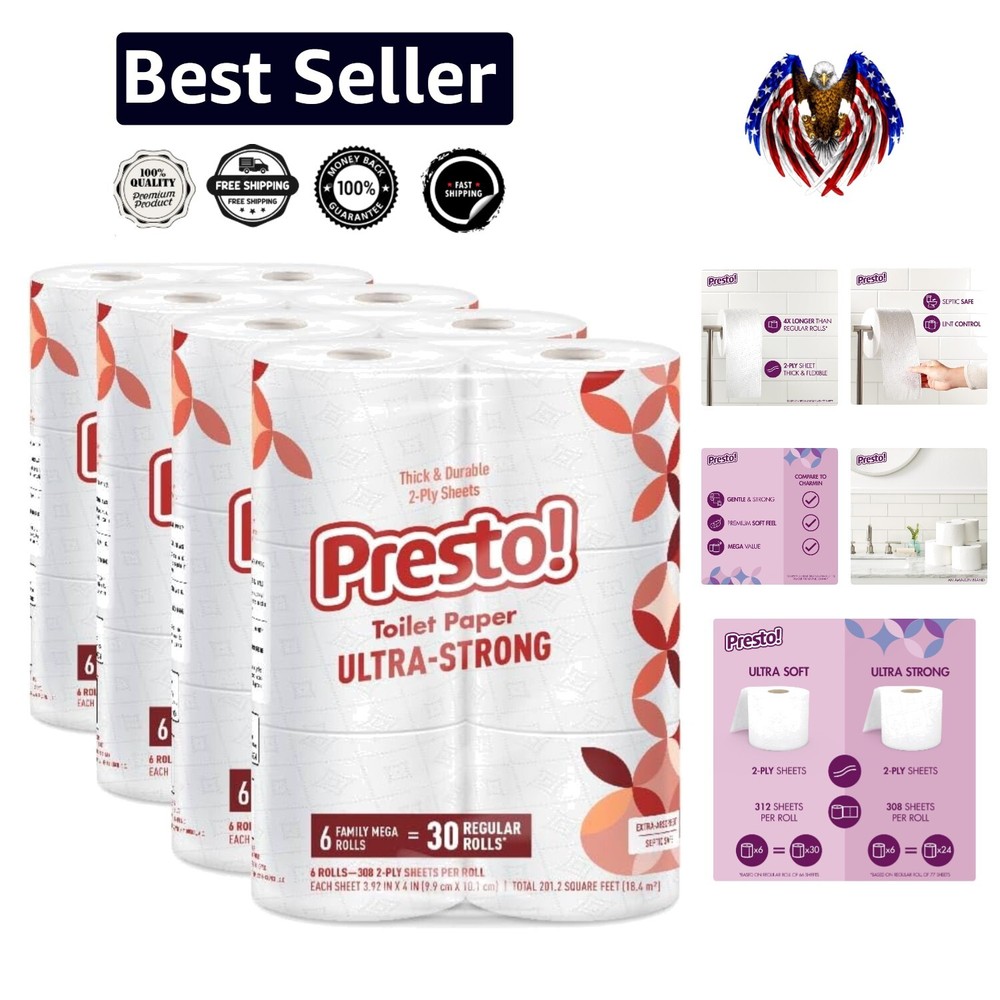 PEFC Certified Toilet Paper - 24 Mega Rolls, Ultra-Strong & Sustainable