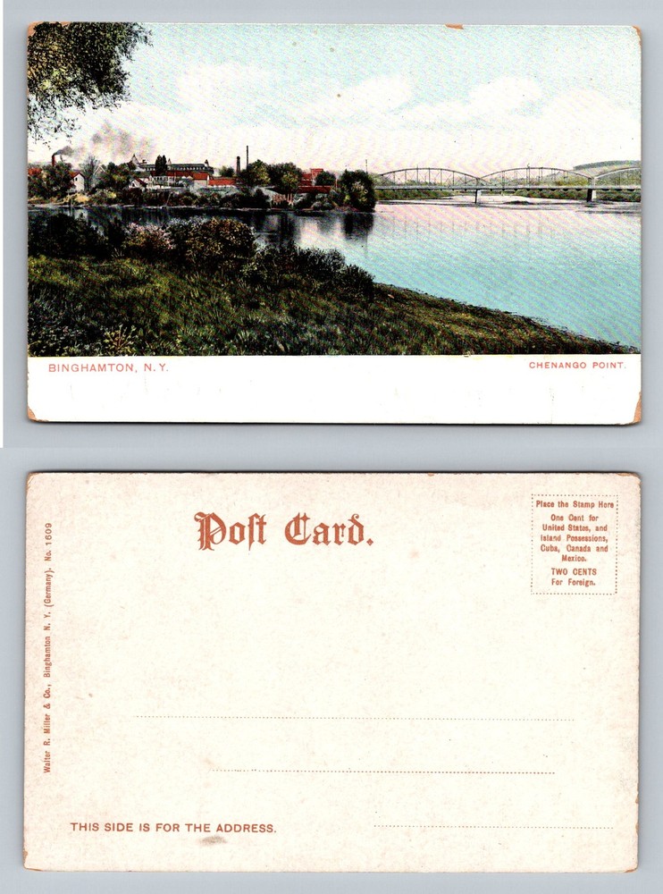 Binghamton, NY-New York, Chenango Point River Bridge View Vintage Postcard