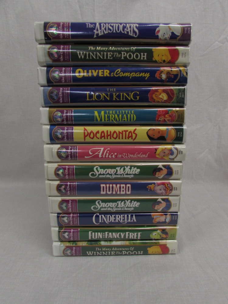 Disney VHS Tapes Masterpiece Collection Clamshell Case (Lot of 13)