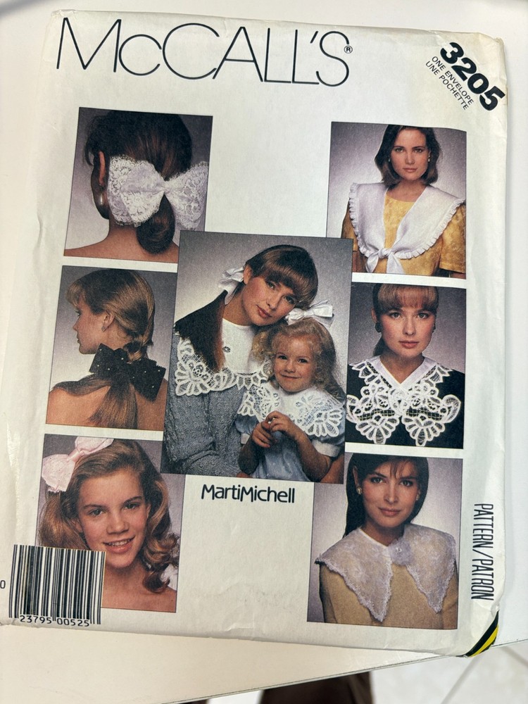 McCalls 3205 sewing pattern: Hair Bows and Collars, UNCUT