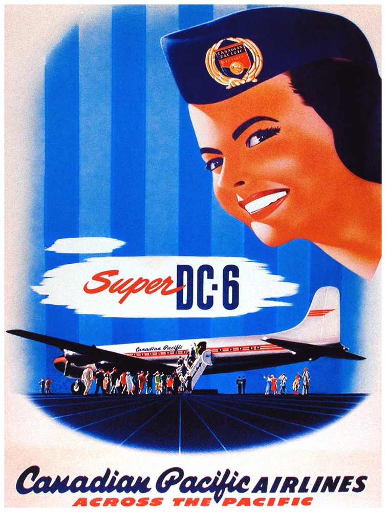 Decor Poster.Fine Graphic Art Design.Travel.Super DC6 plane.Home Design Art.720