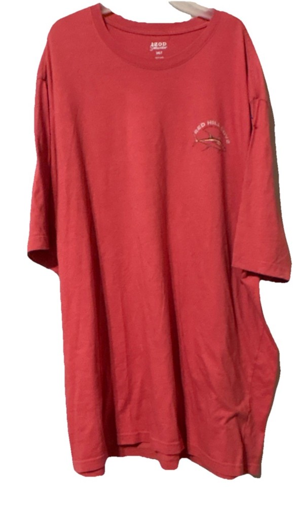 IZOD Men's 3XLT Red Fishing Graphic Print Crew Neck Short Sleeve T-Shirt