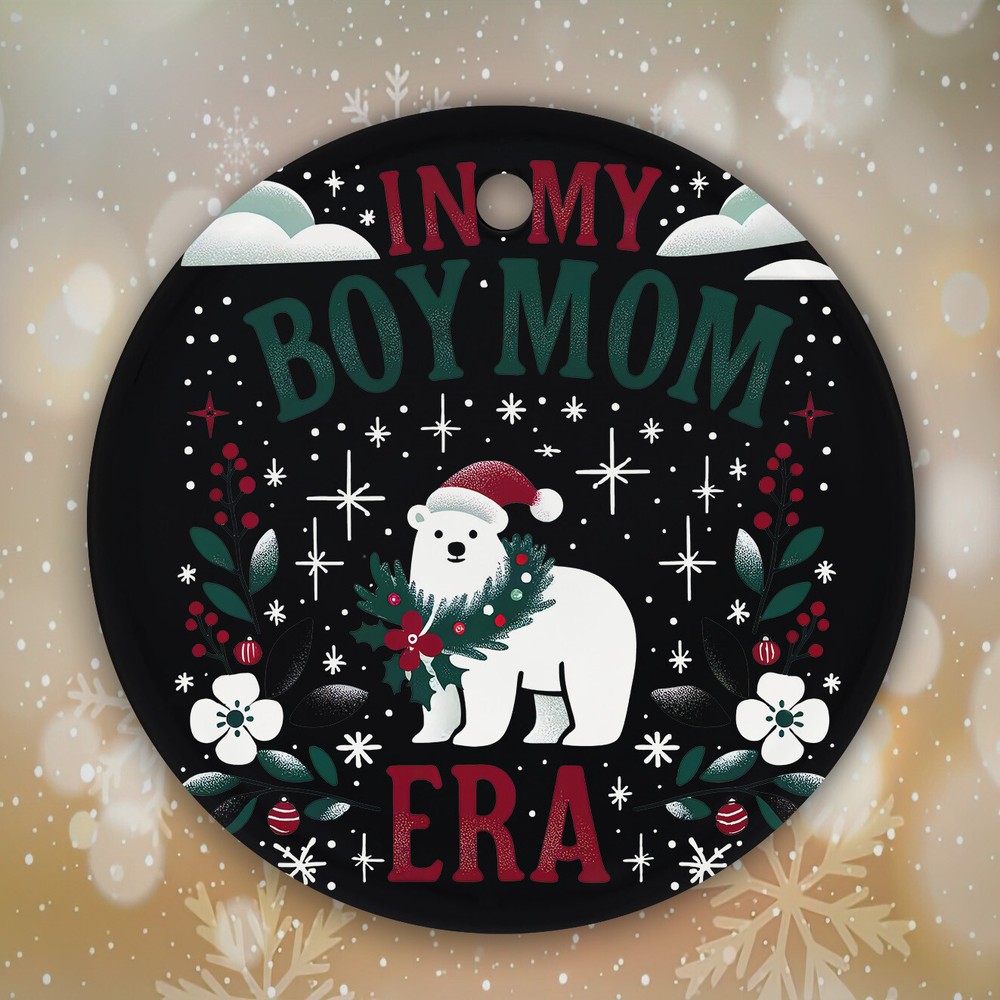 Christmas Ceramic Ornament Vintage Polar Bear In My Boy Mom Era Groovy Mother