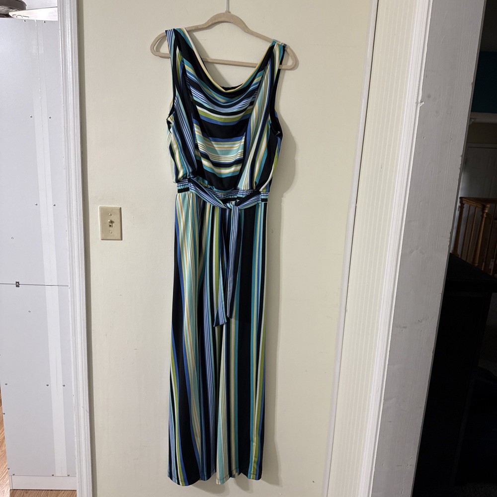 Emma & Michele Sleeveless Multicolor Striped Pants Romper Women's Size XL