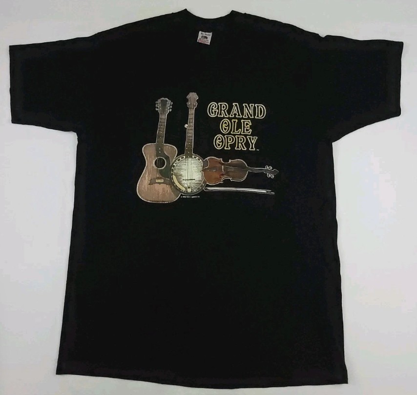 Vintage 90s 1992 Grand Ole Opry Nashville Country Print T Shirt Music Instrument
