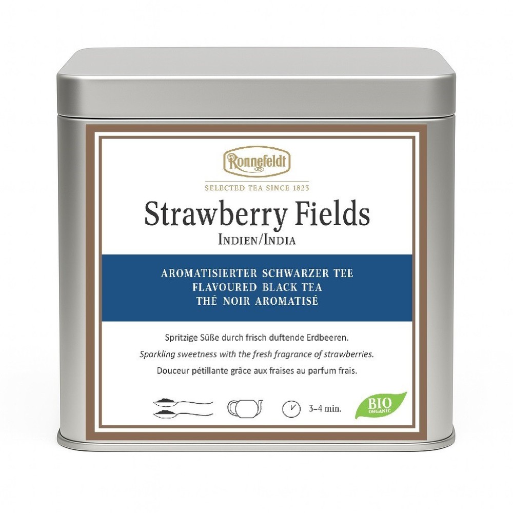 Ronnefeldt Loose Leaf Flavoured Black Tea - Strawberry Fields - 100 g with Tin