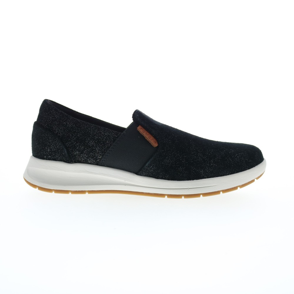 Revere Panama Womens Black Leather Slip On Lifestyle Sneakers Shoes