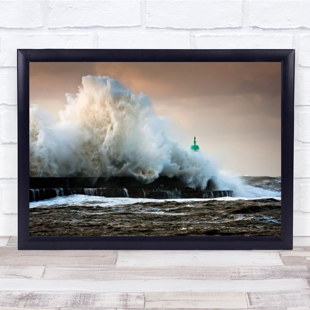The Wall Nature Water Landscape Seascape Wave Pier Sea Hanstholm Art Print