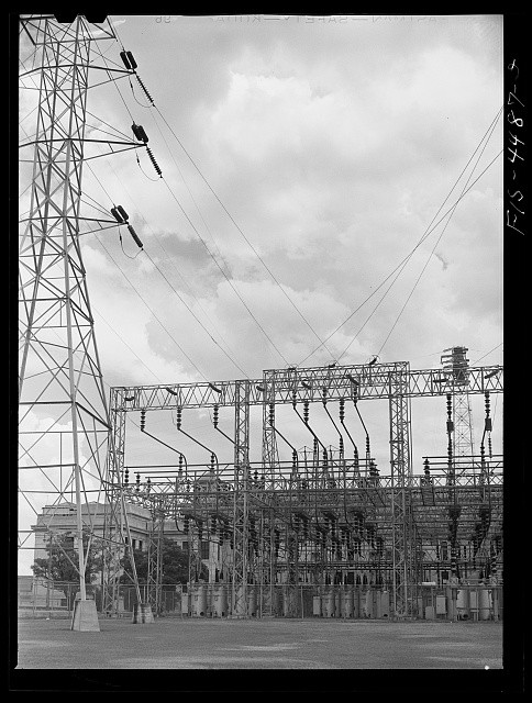 Photo:Wilson Dam Alabama 1942 TVA Electrical Switchyard Power Substation