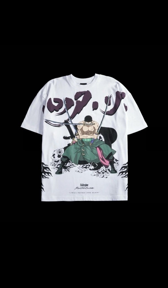 Civilregime One Piece Roronoa Zoro White Graphic Tee Men's M Crew Neck