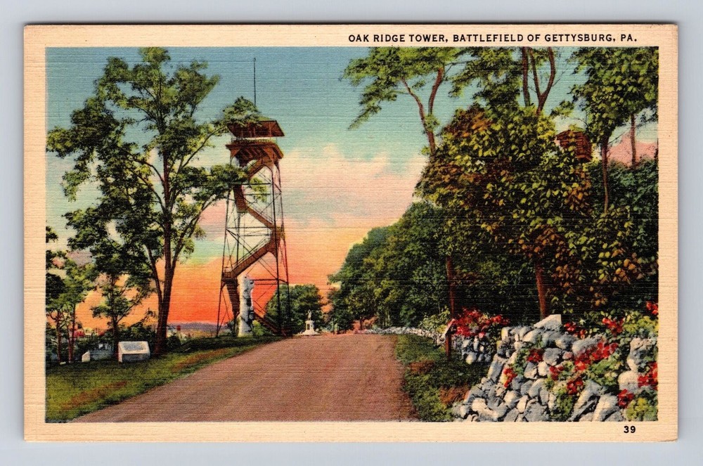 Gettysburg PA-Pennsylvania, Oak Ridge Tower, Battlefield, Vintage Postcard