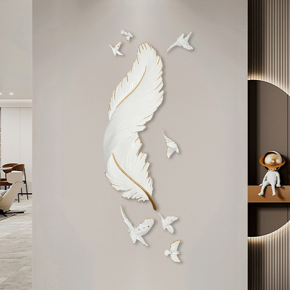 Aesthetic Room Feather Wall-mounted Decor Large Simple Resin Wall Sculptures New